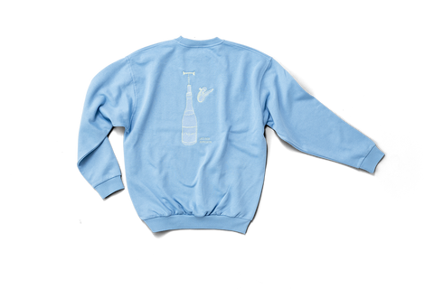 Pullover Unisex Hellblau "Weinflasche"